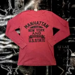 00s 平成アーカイブ y2k Manhattan プリント サーマルロンT
