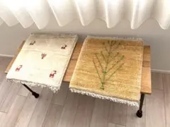 ギャッベ　ラマホワイト　41.5㎝✖️44㎝➕フリンジ