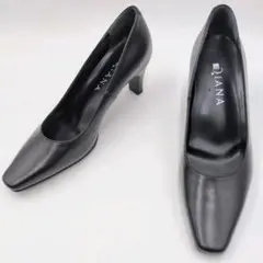 人気・未使用品✨️ダイアナ レザー スクエアトゥパンプス 黒 23cm 通勤