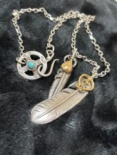 完売品】鷲見太郎 金縄ターコイズLフェザー金ホイールサンダーチェーン
