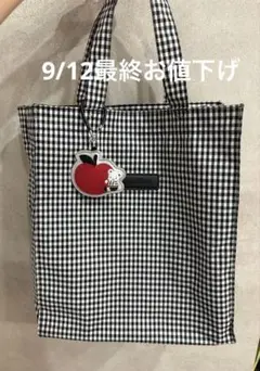 ファミリア ギンガムチェック トートバッグ 白黒 大サイズ - メルカリ