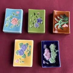 陶あん 清水焼 京焼 花柄 色絵付け 箸置きセット - メルカリ