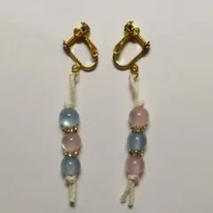 ビーズイヤリング(3連)⑨