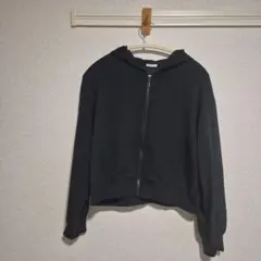 ブラック フード付き ジャンパー XL　丈短め
