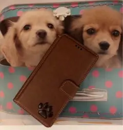 iphone14pro わんちゃん犬肉球焼印手帳ケース