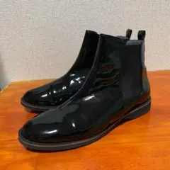 ❀美品 バークレー サイドゴアブーツ エナメル 黒 ブラック 23.5cm