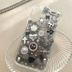 【K109】♡ブラック地雷埋め尽くしデコiPhone16ケース♡おまけつき