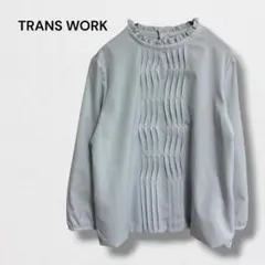 トランスワーク ブラウス シャツ フリル プリーツ 異素材 切替 きれいめ 38のサムネイル