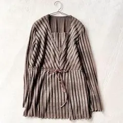 【エヴァグラシア】長袖チュニック（LL）ランダムストライプ リブ リボン