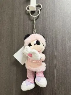 ディズニーストア バースデー ミッキー ぬいぐるみキーホルダー ピンク