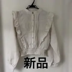 新品　mily bilet シャーリング フリル ブラウス ベージュのサムネイル