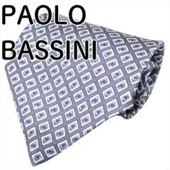 PAOLO BASSINI スクエア柄 ネクタイ グレー ブランド 結婚式