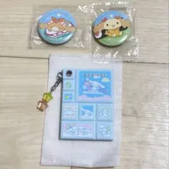 サンリオ シークレットタイルシール風ミニミラー　シナモロール　くら寿司　缶バッジ