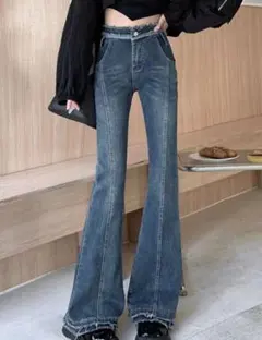 美品 フレアジーンズ デニム レディース M
