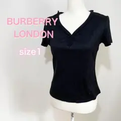 バーバリーロンドン フリル ノバチェック 半袖カットソー 黒 サイズM