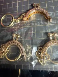 新品　がま口　キーリング付き口金　３個