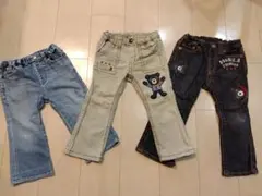 【最終価格】ダブルᗷ 90㎝＆100㎝ ワッペン デニムパンツ 3点セット