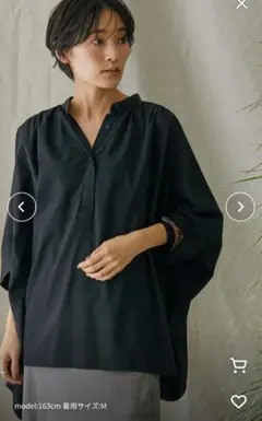 アメリカンホリック　バンドカラーポンチョシャツ　サイズM　黒色