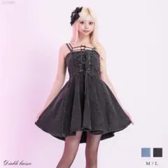 夢展望 Diable baiser コルセット風レースアップベアデニムワンピのサムネイル