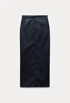 ZARA ミディ丈ペンシルスカート　xs ネイビーブルー