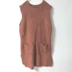 3.11F035 ミニワンピース ノースリーブ 厚手 ポケット スリット 秋冬