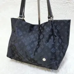 russet ラシット ハンドバッグ　ネイビー　モノグラム　ロゴ　ナイロン　濃紺