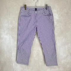 【美品】PUMA ゴルフパンツ M クロップド ギンガムチェック パープル