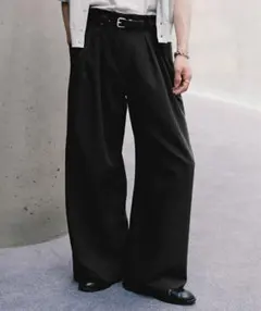 SLIGHT FLARE DOUBLE CLOTH BAGGY SLACKS