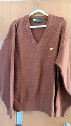 日本製✨【Golden Bear】 ブラウン Vネックニットセーター