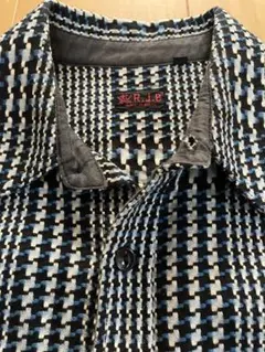 【美品】38 RJB グレンチェック ネルシャツ フラットヘッド (青)