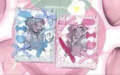 ホイップデコ トレカケース 硬質ケース B8 水色 ピンク ネコ 萌え 推し活