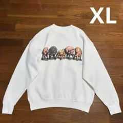 90s カナダ製 豚 スウェット XL 白 両面プリント フルーツオブザルーム