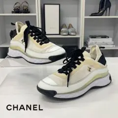 美品✨️ シャネル ココマーク ファブリック メンズ スニーカー 25cm