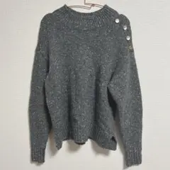 【 Ｍ 】 ボタン付き ニットセーター トップス 秋冬 おしゃれ