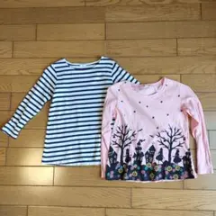 長袖Tシャツ2枚セット（ストライプ・ピンク）