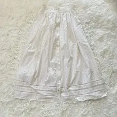 モガ　ロングスカート　フレア　アイレットレース　ホワイト M フェミニン　春夏のサムネイル