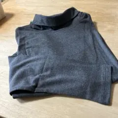 メンズ　ダークグレー タートルネック長袖カットソー　ＬＬ