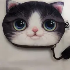 猫耳付きポーチ 猫の顔デザイン