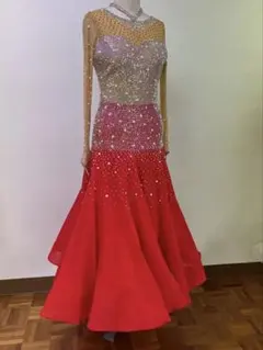 新品未使用社交ダンスドレス赤サイズM