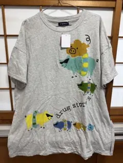 drug store's ドラッグストアーズ　夏柄ワイドサイズTシャツ　グレー