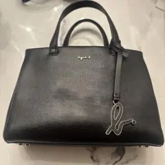 agnès b. ブラックレザーショルダーバッグ