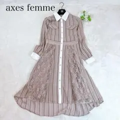 極美品✨axes femme マルチストライプ柄ワンピース 襟付き M