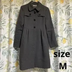 【美品】グレー 襟付きロングコート M