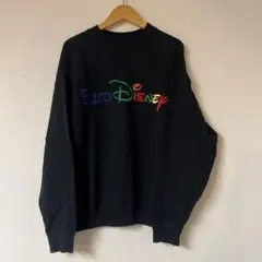 美品 XL相当　90s　イタリア製　ユーロディズニー　ビッグロゴ刺繍　スウェットのサムネイル
