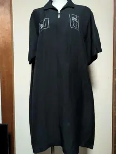 PICONE　黒いポロシャツスタイル半袖ワンピース