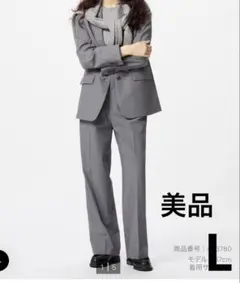 UNIQLO タックワイドパンツ　グレー　L 標準