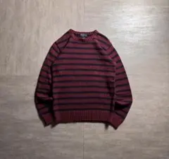 【90's】ポロバイラルフローレン　ボーダー　コットンニットセーター　Lサイズ