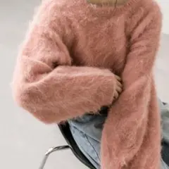 【美品】mystic ウールシャギーショートニット ピンク