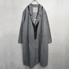 新品値引き　08Mabネイビーアシンメトリーリネンガウントッパーコート麻803 新品値引き 08Mabネイビーアシンメトリーリネンガウントッパーコート麻