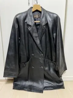 LaNAP レザートレンチコート シープナッパ 黒 9号 美品 上品 シンプル フェイクレザーシングルトレンチコート | ファッション通販サイト NUGU